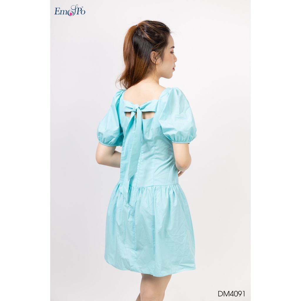 Đầm xòe cổ vuông, tay bồng, thắt nơ thân sau Emspo DM4091