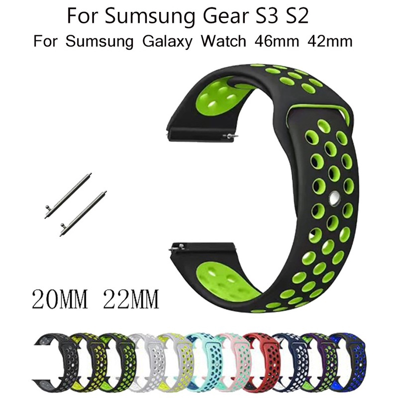Dây Đeo Cao Su 20mm 22mm Cho Đồng Hồ Samsung Galaxy Watch 3 41mm 45mm Gear S2 S3 S4 2 2neo