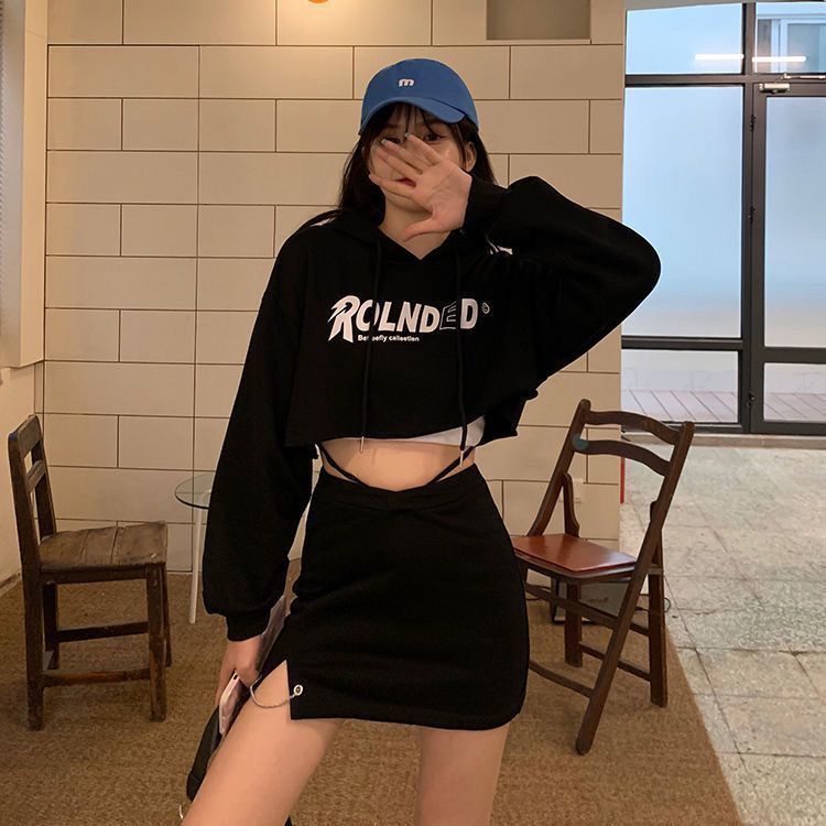 Áo Hoodie Lửng Tay Dài In Họa Tiết Thời Trang Dành Cho Nữ