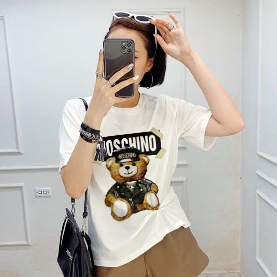 Áo thun Unisex MOSCHINO - Vải Dày Mịn - Dây cổ chuẩn hàng xuất khẩu