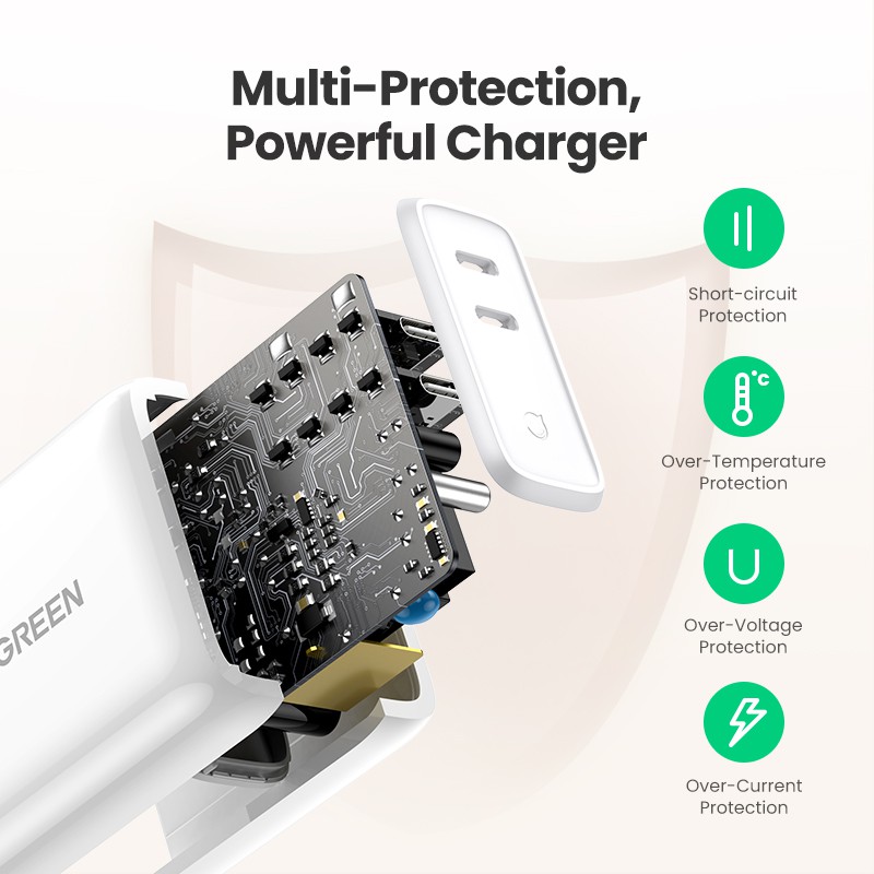 Củ Sạc UGREEN PD36W USB PD 4.0 3.0 Cho iPhone 11 Pro XS Macbook iPad QC 3.0 USB Type C