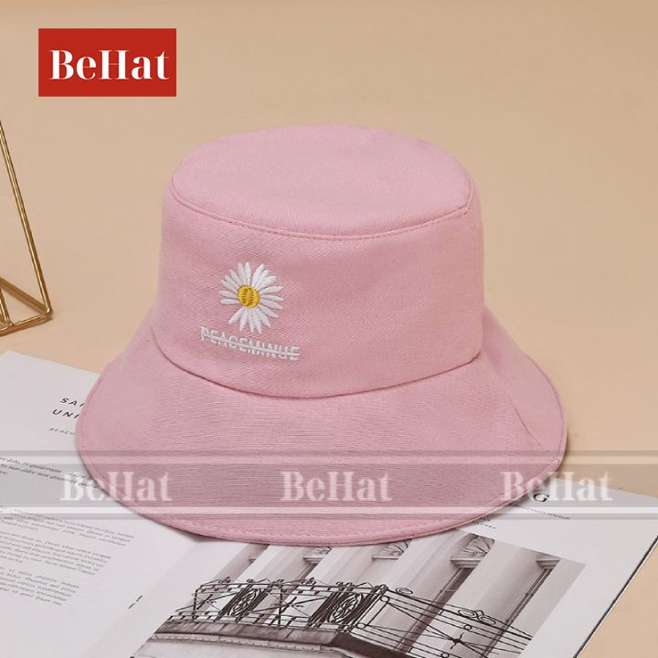 Nón Bucket Nữ Logo Hoa Cúc Có Chữ,Chất Liệu Poly Thoáng Mát Phù Hợp Cho Mùa Hè