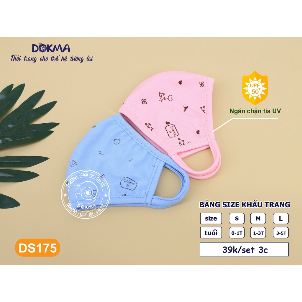 DS175 Set 3 khẩu trang cotton Dokma kháng khuẩn cho bé (0-5T)