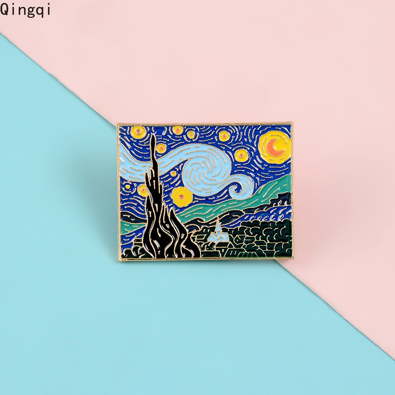 Ghim cài áo Miss Zoe có hình tranh sơn dầu Van Gogh độc đáo