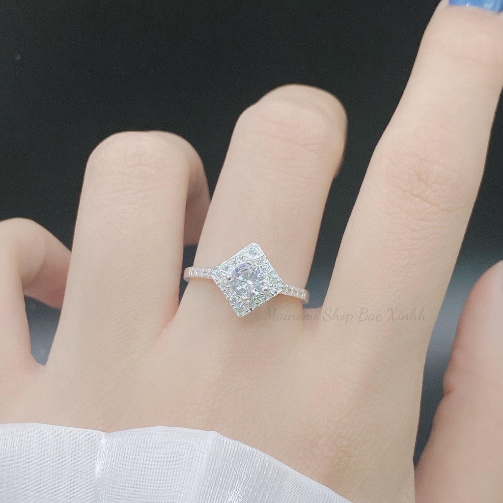 Nhẫn nữ hình thoi đính đá cao cấp MAINOMI sang xịn mã kèm quà tặng