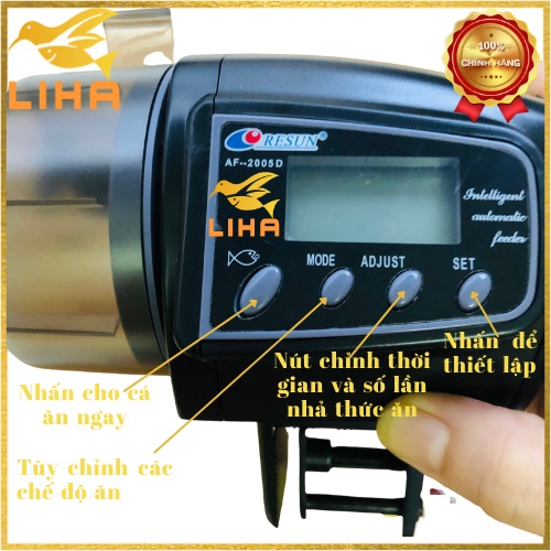Máy Cho Cá Ăn Tự Động Resun AF-2005D Có Màn Hình Hiển Thị