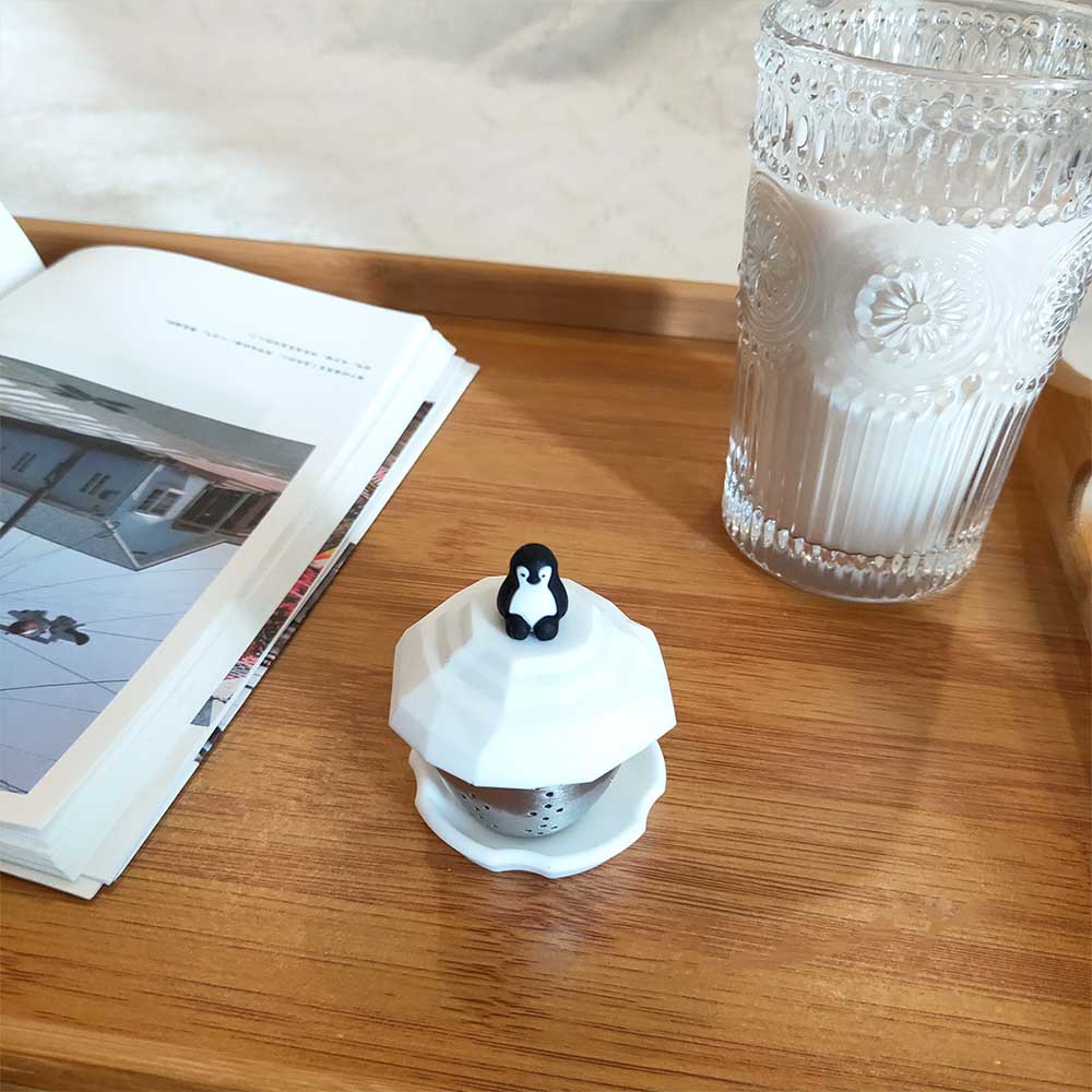 Dụng cụ lọc trà hình chim cánh cụt bằng thép không gỉ dễ thương