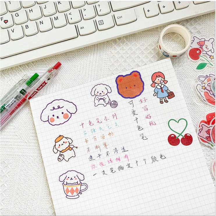 40 sticker washi decor sổ tay, bàn học dễ thương A3B01