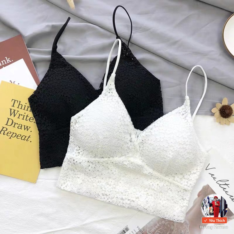 [Mã FAMAYWA giảm 10K đơn 50K] Áo bra croptop ren hoa gợi cảm dây mảnh FLA03