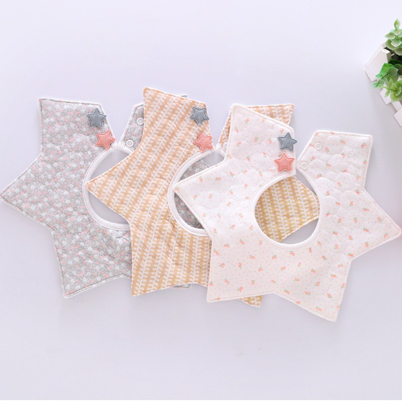 Yếm Ăn Vải Cotton Siêu Thấm Hút Xoay 360 Độ Thiết Kế Dễ Thương Thời Trang 0200 Cho Bé