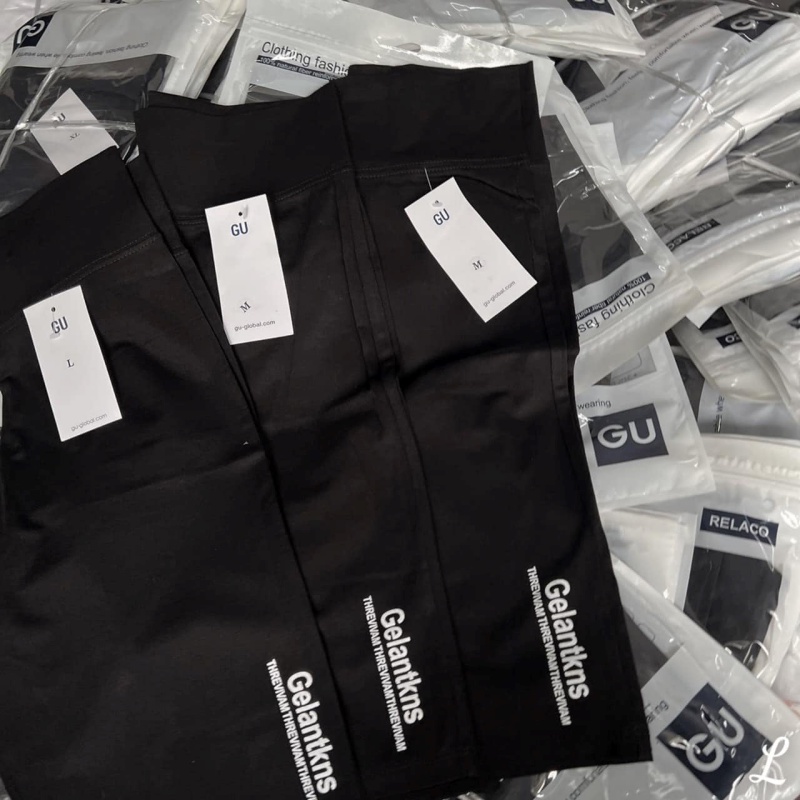 Quần legging nữ dáng ngố gen bụng cạp cao G.U chữ GELANTKNS co giãn Xiaomimi PVN22645