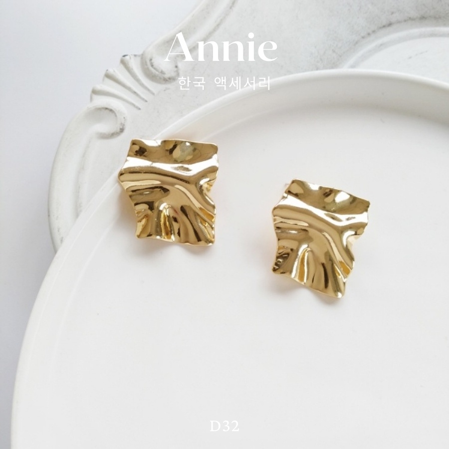 Bông tai hình vuông mạ vàng phong cách cá tính ANNIE - D32