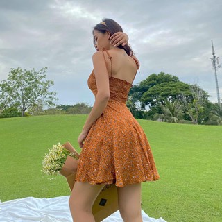 đầm hoa nhí cột dây vai