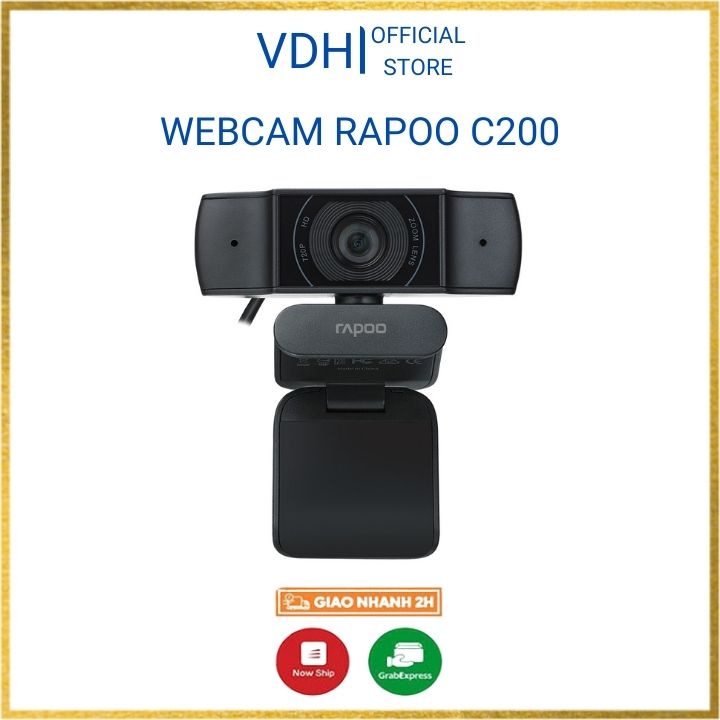 Webcam máy tính Rapoo c200 tích hợp mic hỗ trợ học trực tuyến online, livestream bảo hành chính hãng 24 tháng-VDH STORE