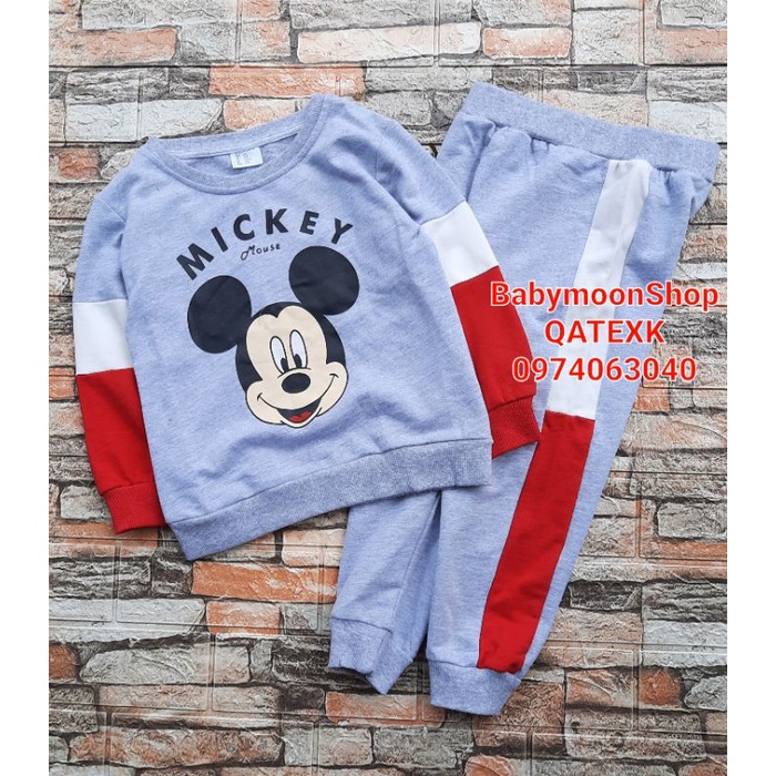 Bộ Bé Trai Nỉ Da Cá Mickey Mouse