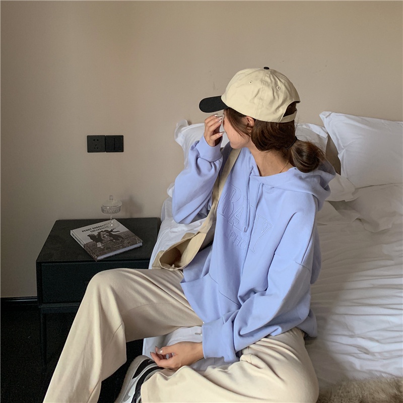 Áo Hoodies Nữ Oversize Thêu Chữ Mới