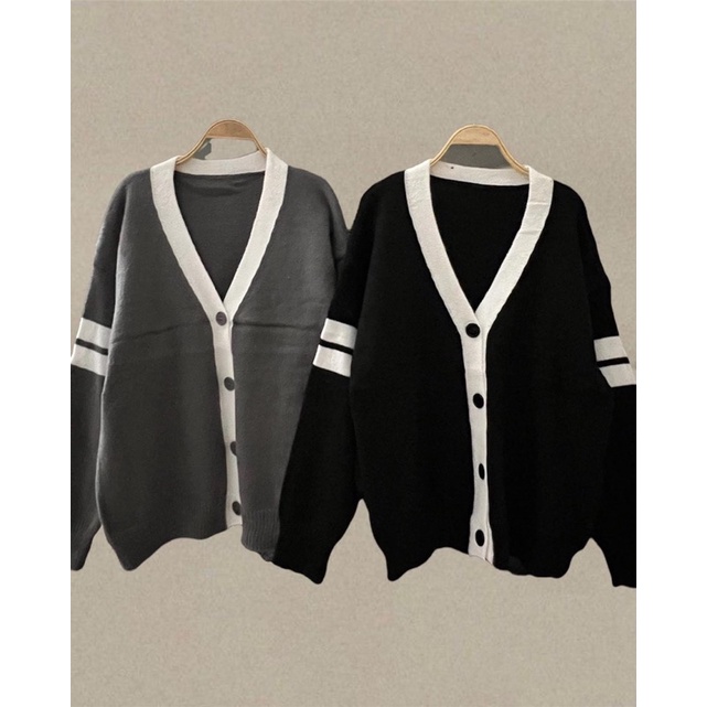 Áo len Cardigan sọc tay T.B