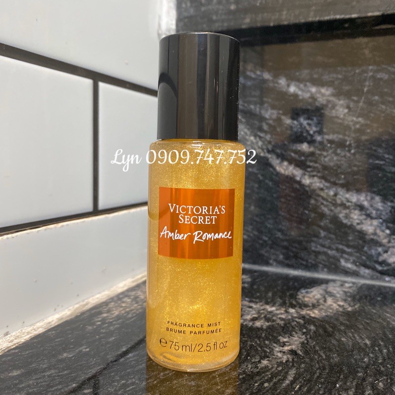 Nước Hoa Xịt Toàn Thân Victoria’s Secret Travelsize 75ml - Amber Romance Body Mist Vic Nhũ - VS Minisize