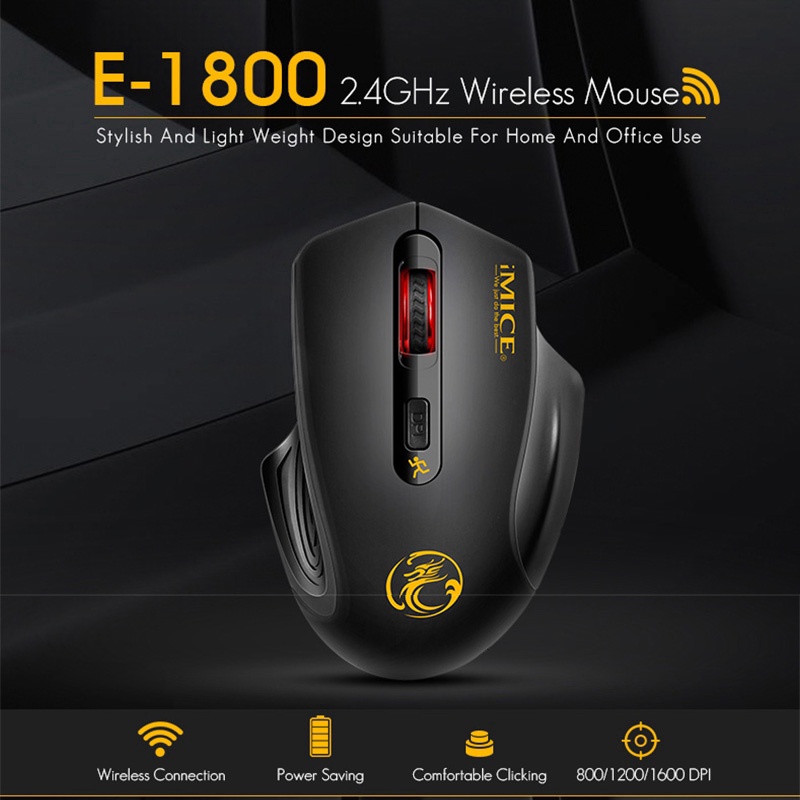 Chuột Không Dây Máy Tính IMICE G1800 Wireless 2.4Ghz 2000DPI - Chuột Gaming Không Dây TORUK G1800, không tiếng động