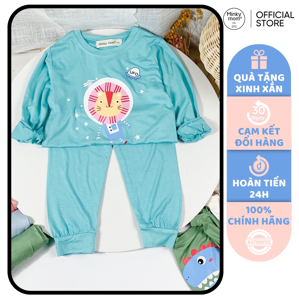 [SZ ĐẠI] Bộ Dài Tay Cho Bé Trai, Bé Gái Minky Mom Vải Thun Lạnh Voi Hồng, Đồ Bộ Cho Bé Mặc Nhà Thu Đông MKMTD2206