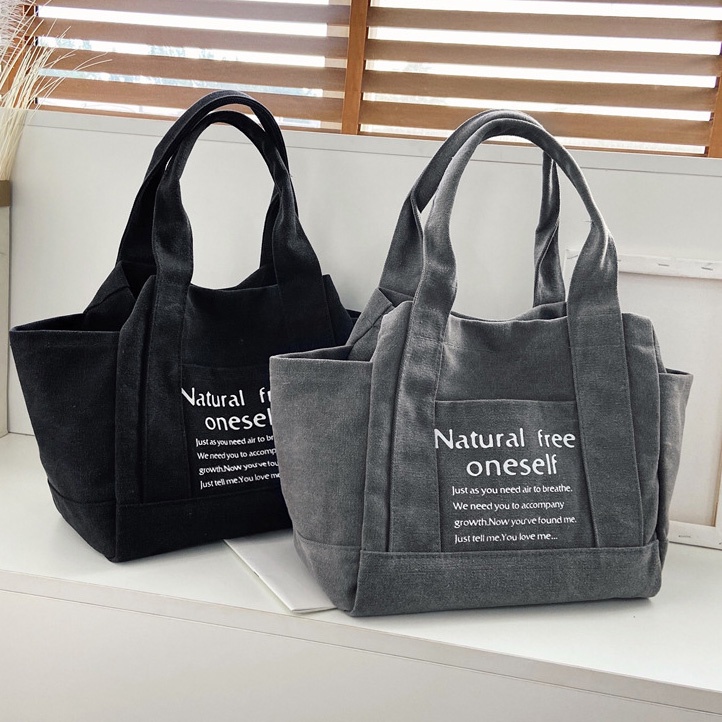 Túi Xách Lớn Làm Từ Vải Bố Với Họa Tiết In Chữ kf154