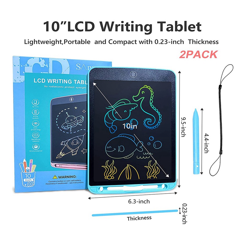 Set 2 Máy Tính Bảng LCD 10 Inch Cho Bé Học Tập