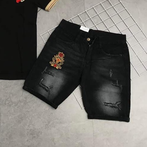 Quần short jean nam cao cấp chất bò thêu logo mẫu hót vải tốt mát màu đẹp HA-BOUTIQUE