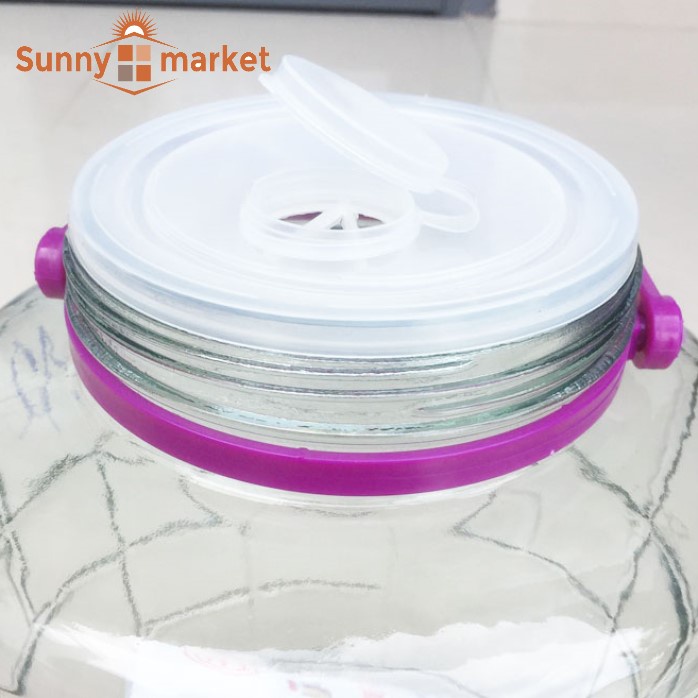 Bình thuỷ tinh ngâm rươu sâm có quai xách không van 5 lít