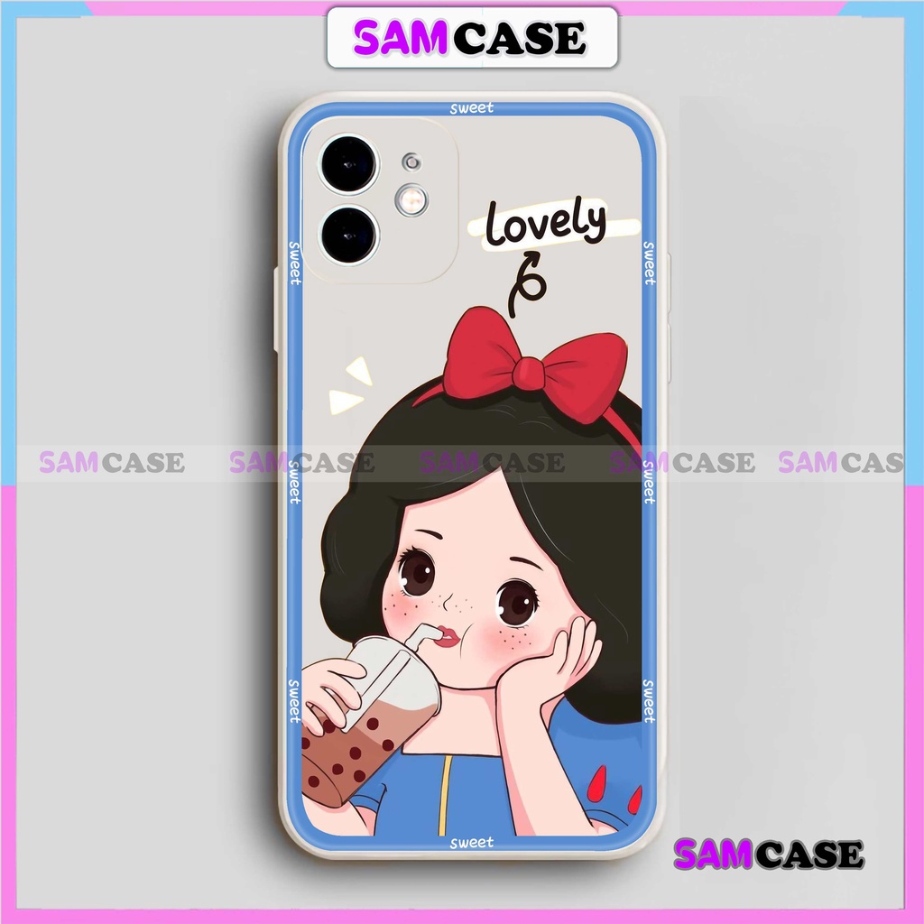 Ốp lưng iPhone Cặp đôi hình cô gái cạnh viền vuông silicon mềm dẻo cho 6/6s/7/8/X/XS/XR/11/12/13/1 Pro Plus Max cute đẹp
