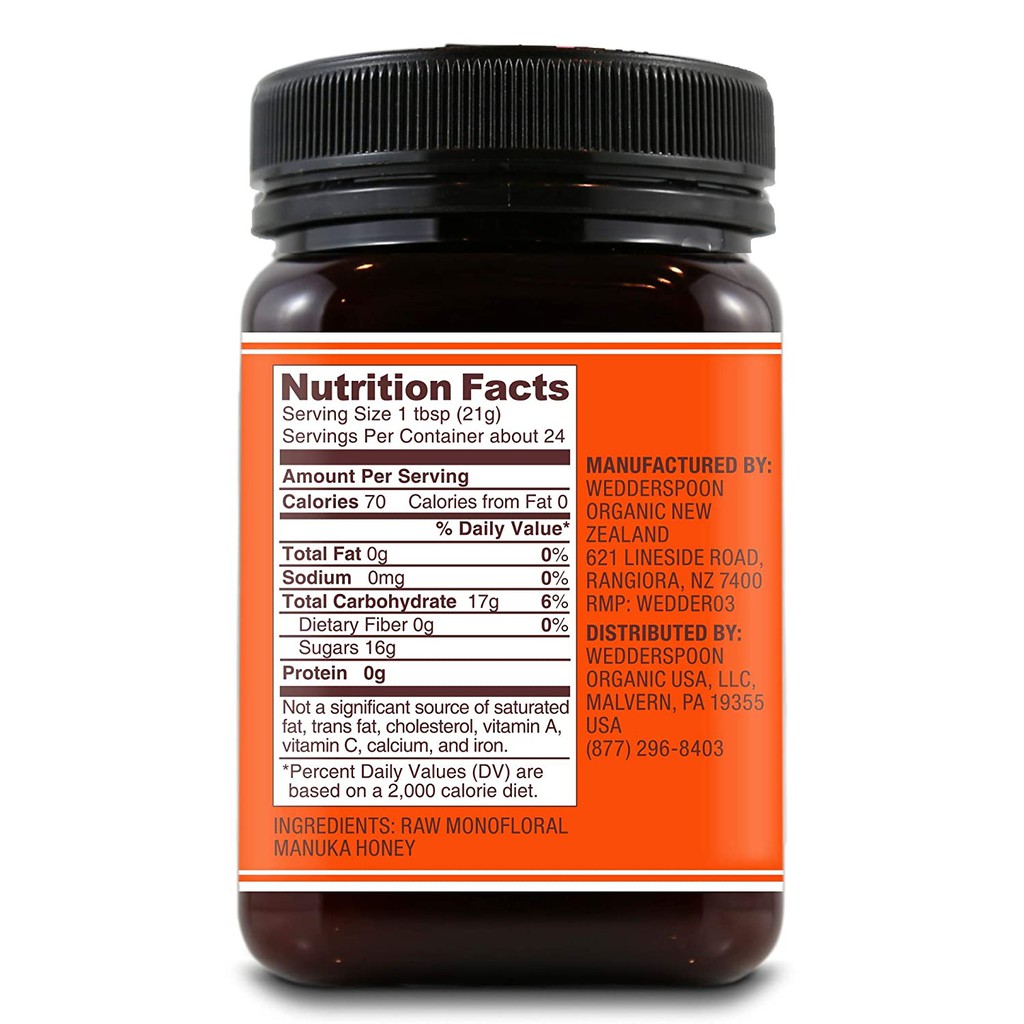 Mật Ong MANUKA Wedderspoon | K-Factor 16 = MGO 550+, Newzealand, 500G