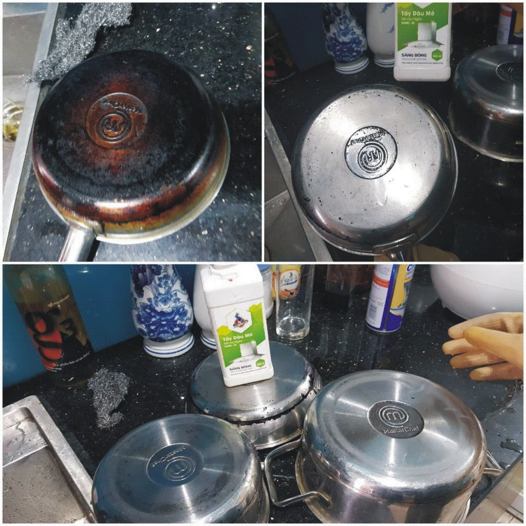 Tẩy dầu mỡ SABO tẩy sạch dầu mỡ cứng đầu trên máy hút mùi, bếp gas, bếp từ, tường bếp, xoong chảo