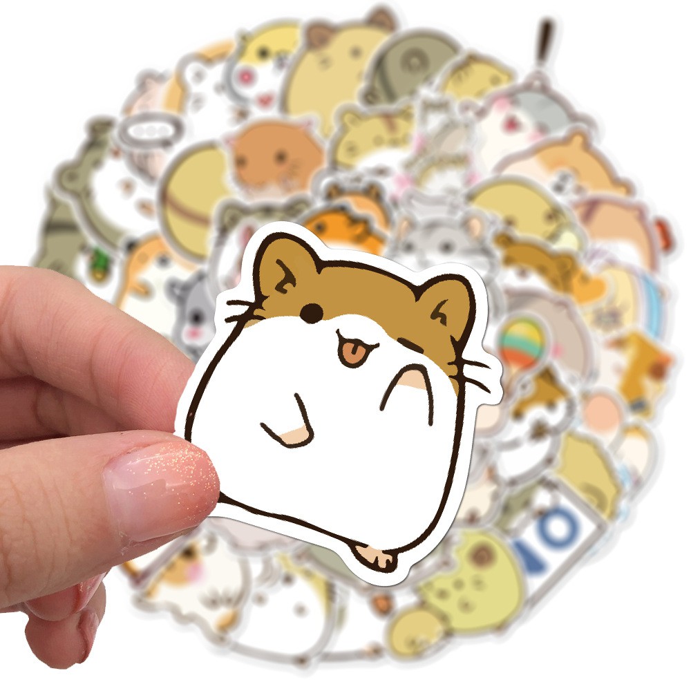 Set 50 Sticker Chuột Hamster Siêu Dễ Thương Để Dán Trang Trí Sách Vở, Sổ Tay, Nhật Ký, Xe, Mũ, Điện Thoại, Laptop