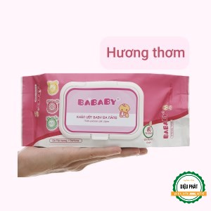 ⚡️ Khăn Ướt Em Bé Bababy Hồng Gói 80 Miếng - Hương Thơm