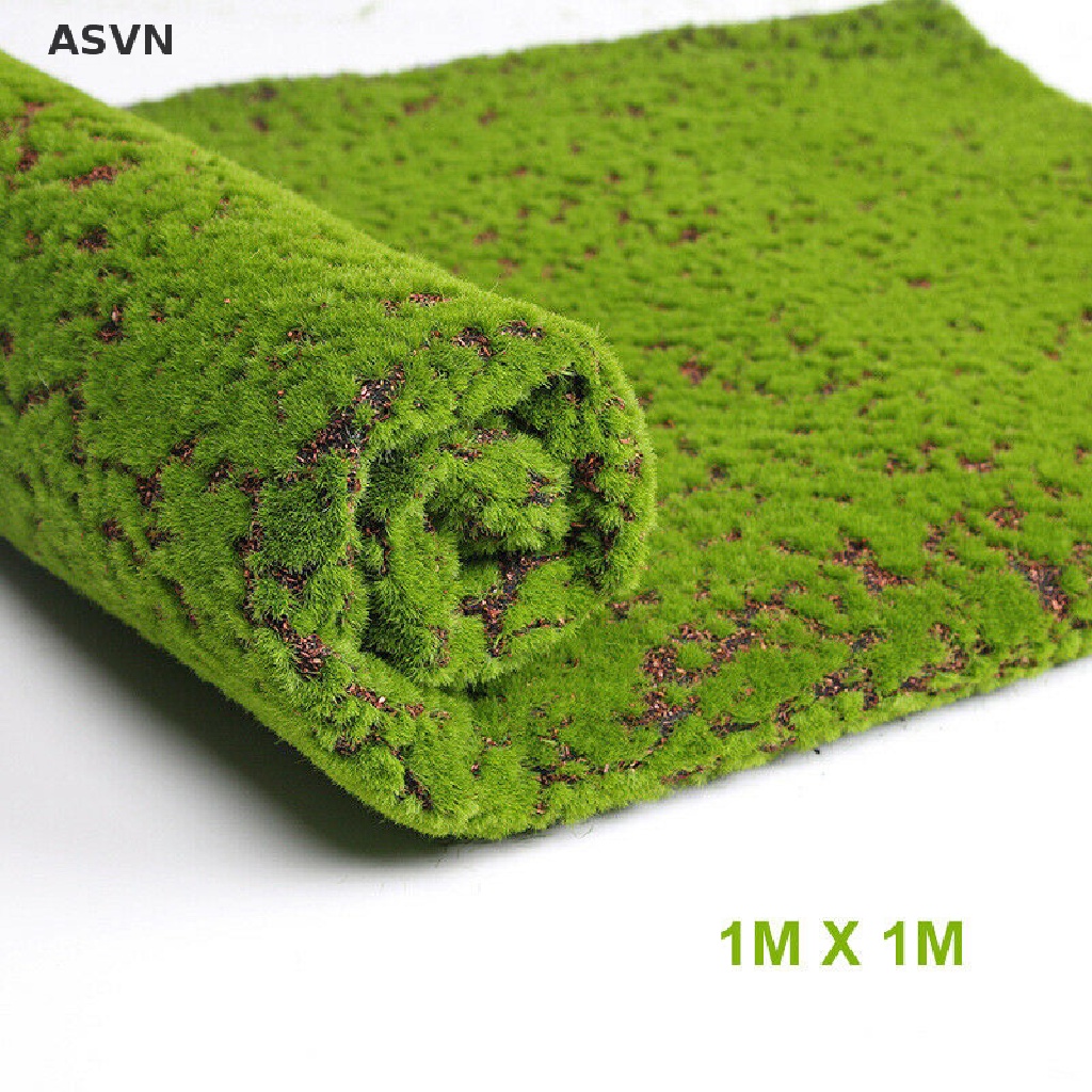 Asvn❤ Thảm Cỏ Rêu Nhân Tạo 100 * 100cm Trang Trí Nhà Cửa