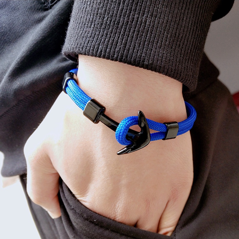 Vòng Tay Dây Bện Mặt Hình Mỏ Neo Thời Trang Cho Nam Nữ