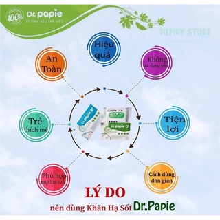 Khăn lau hạ sốt dr papie thải nhiệt hạ sốt chuẩn nhi khoa cho bé hộp 5 gói x 5 khăn/gói