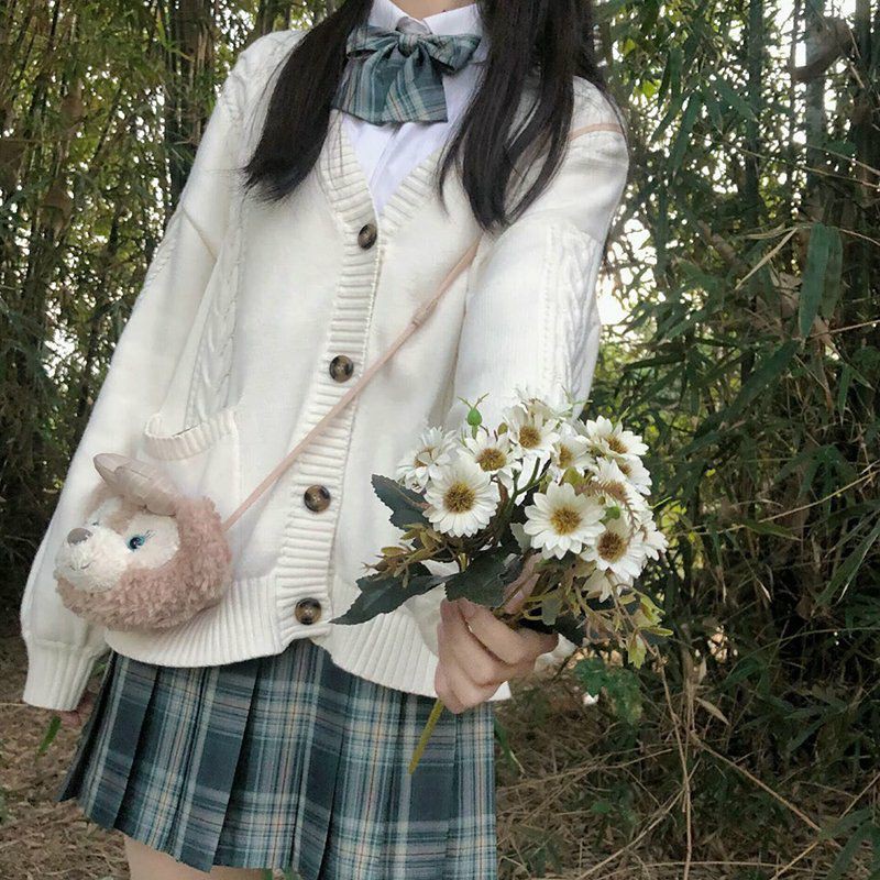 Áo khoác len thu đông cardigan áo len đồng phục nữ sinh Nhật Bản áo len xoắn mềm mại