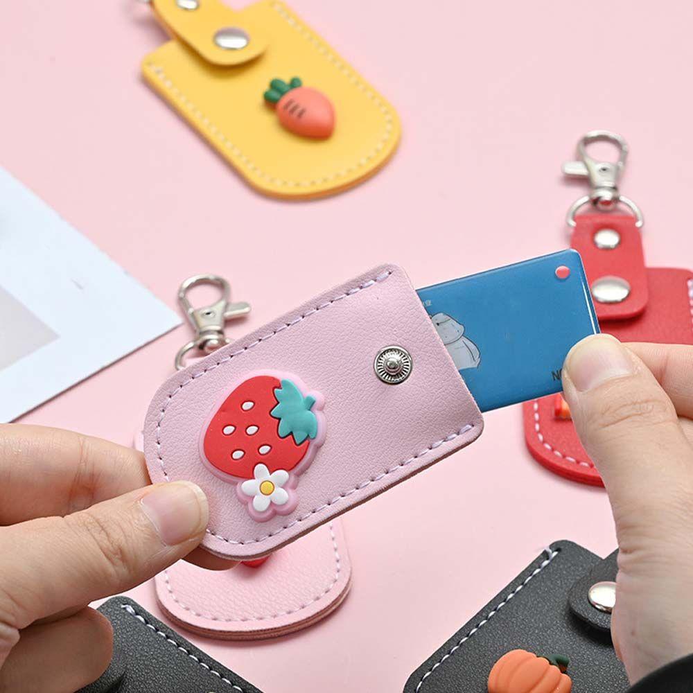 Vỏ Da PU Đựng Thẻ Truy Cập Kèm Móc Khóa Hình Trái Cây Mini
