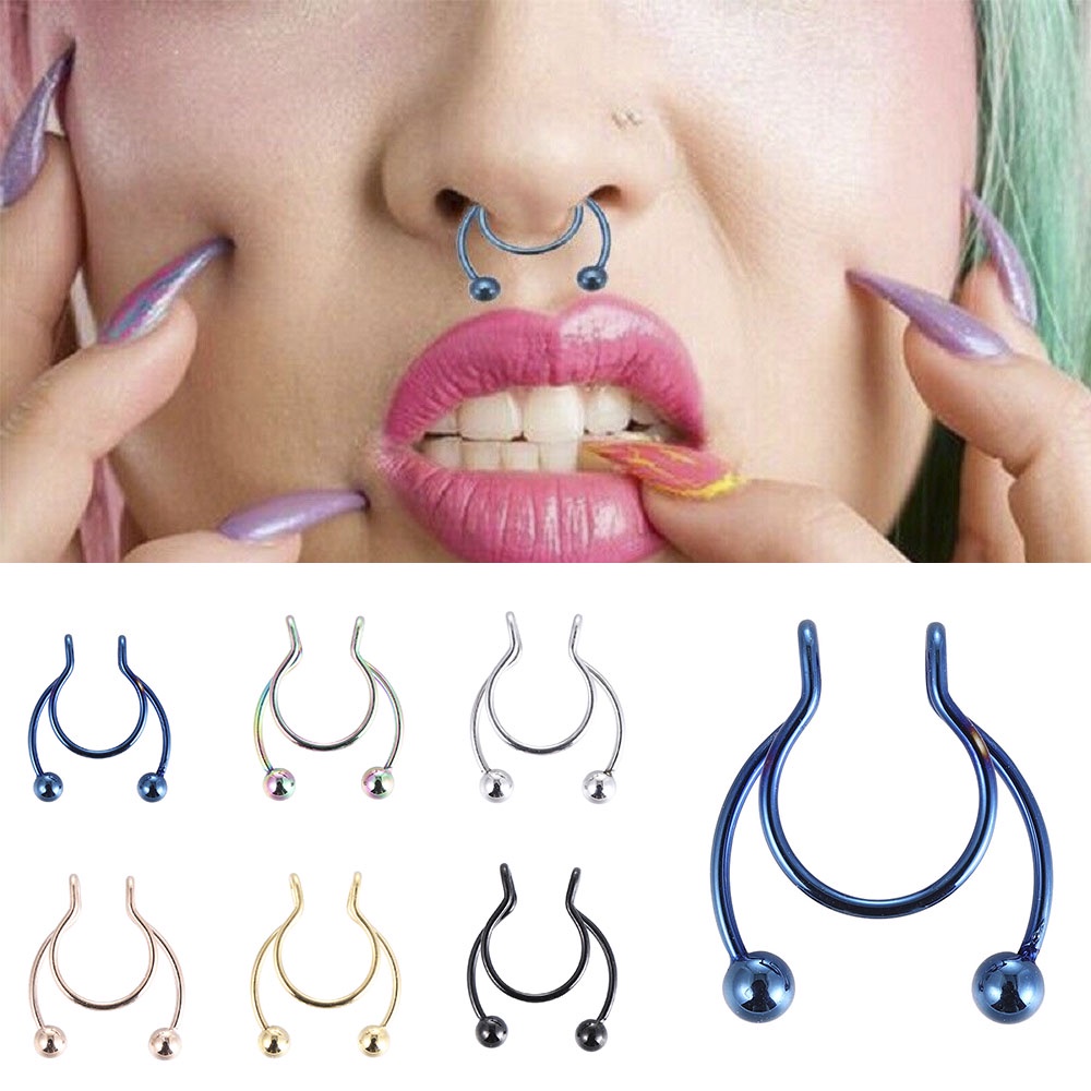 Khuyên Mũi Hình Chữ U Bằng Thép Không Gỉ Có 6 Màu Tùy Chọn