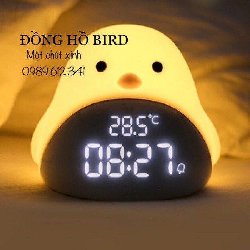 [Đồng hồ kiêm đèn ngủ] Đồng hồ báo thức đa chức năng Đèn ngủ chim thông minh Quà tặng đẹp