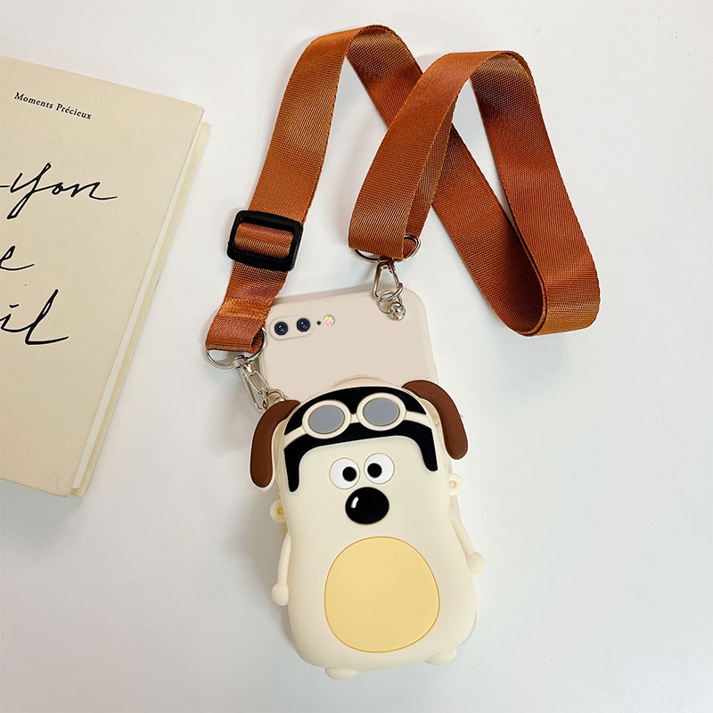 Ốp Điện Thoại Mềm Hình Cún Đeo Kính Gắn Dây Đeo Cho Iphone 14 Plus 13 Pro Max 12 Mini 11 5 5s 5se 6 6s 7 8 X Xs Xr