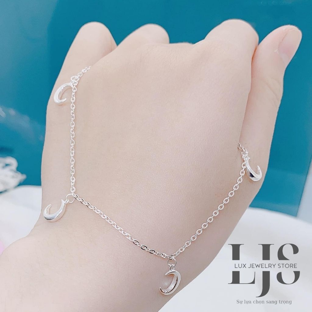 Lắc chân nữ bạc 925 Lux Jewelry, lắc chân bạc nữ hoạ tiết trăng và sao - LUX819