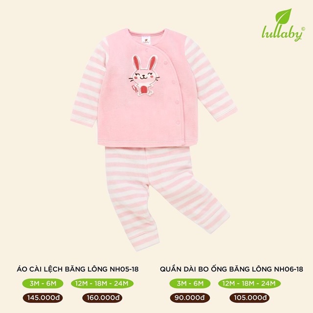 Bộ băng lông cài lệch bé trai/gái Lullaby chính hãng