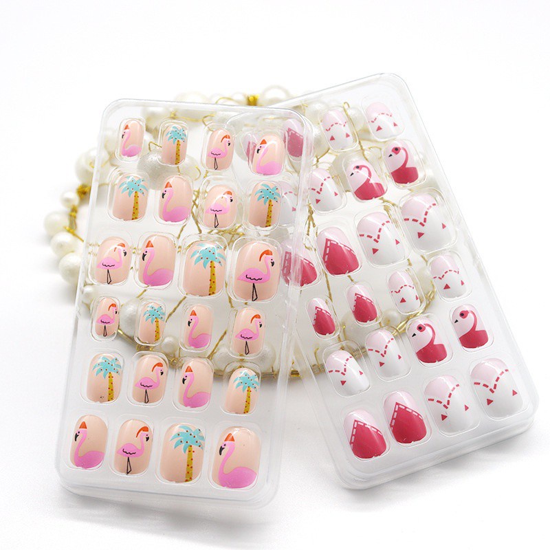 Bộ 24 Móng Tay Giả Họa Tiết Hoạt Hình Dễ Thương Cho Bé