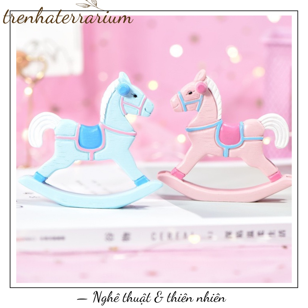 Tiểu cảnh ngựa bập bênh trang trí bonsai, mô hình, terrarium