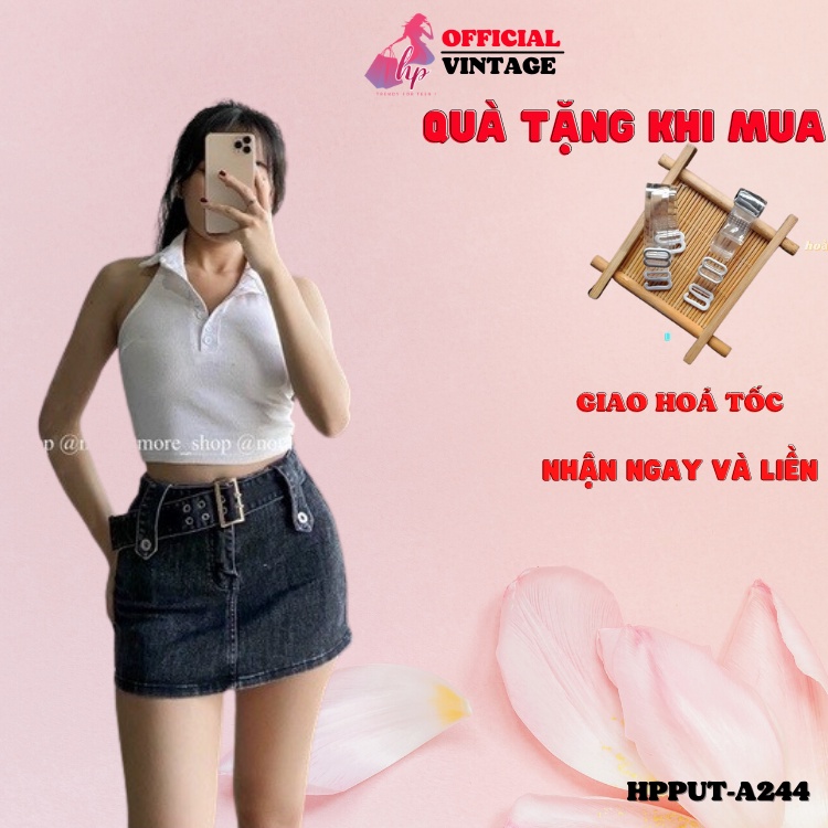 Chân váy jean dáng chữ A có lót cạp cao, váy nữ phối khoen co giãn hàng cao cấp kiểu hàn quôc A244