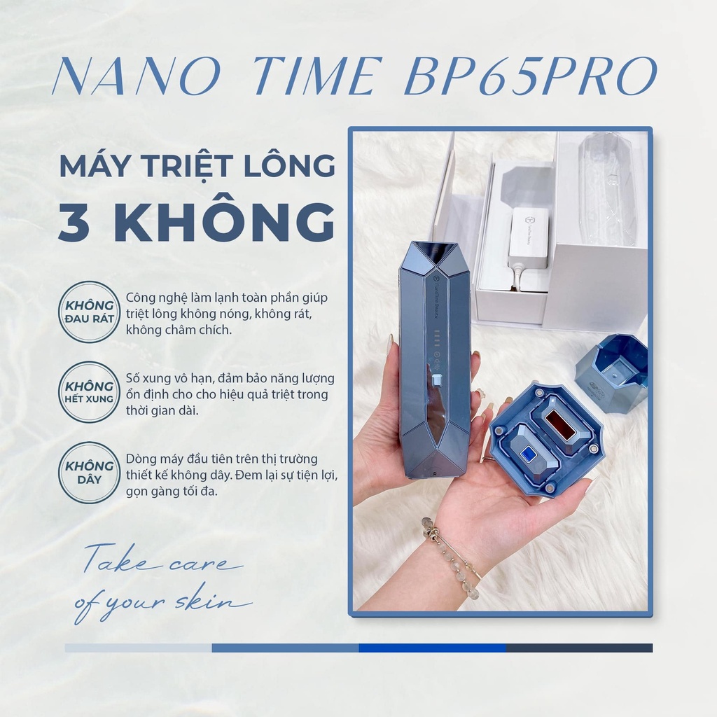 Máy triệt lông NanoTime B65Pro công nghệ Nhật Bản đá Sapphire lạnh 10 độ C - Thiết bị làm đẹp