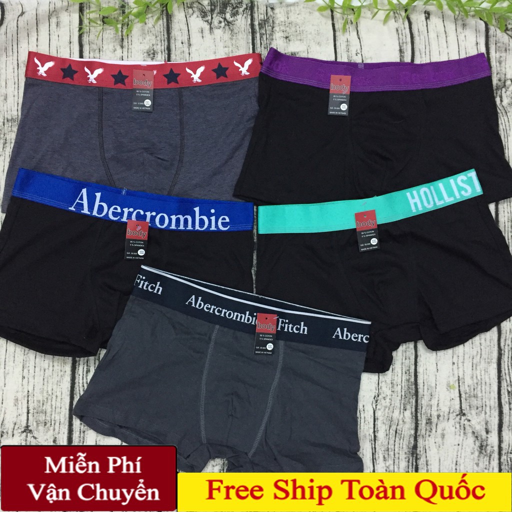 Combo 5 quần lót đùi boxer, quần sịp đùi 100% cotton co giản 4 chiều thoát hơi tốt bền đẹp giá rẻ cho nam