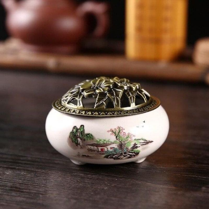 Lư Gốm Xông Trầm Hương Hàng Đẹp, Để Bàn Làm Việc,  Ban Thờ