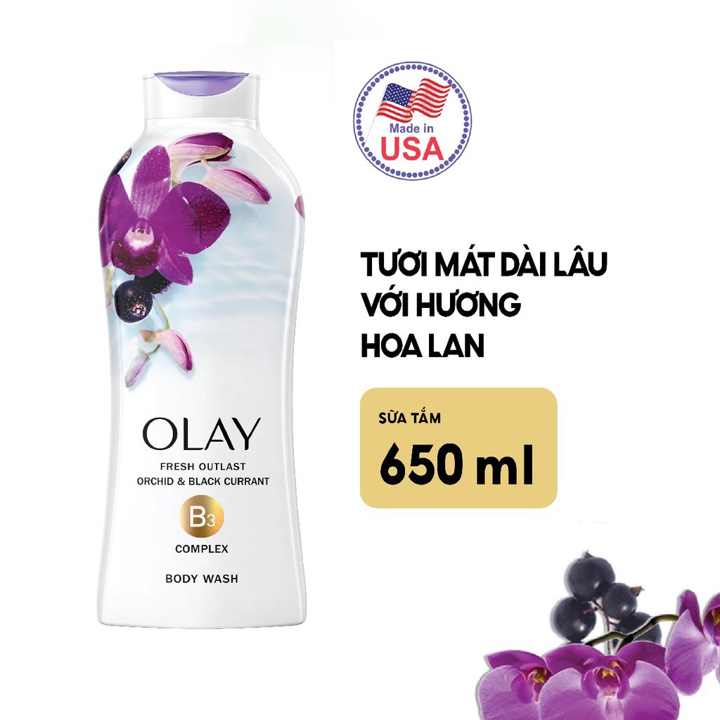 Sữa Tắm Dưỡng Ẩm Trắng Da  Olay Mỹ Dưỡng Ẩm Kết Hợp Hạt Bơ Mỡ 650ml
